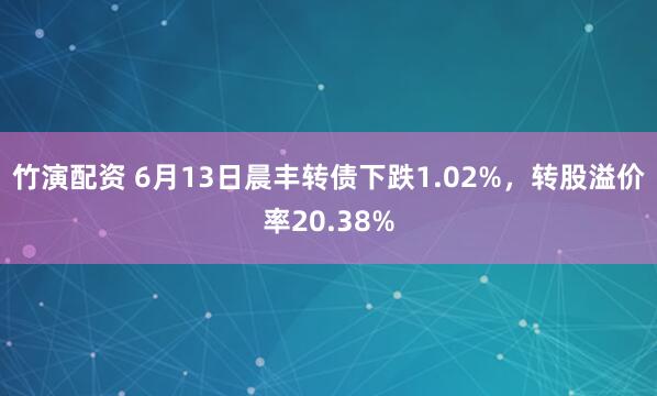 竹演配资 6月13日晨丰转债下跌1.02%,转股溢价率20.38%